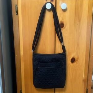 Black Quilted Shoulder Bag with side pouch